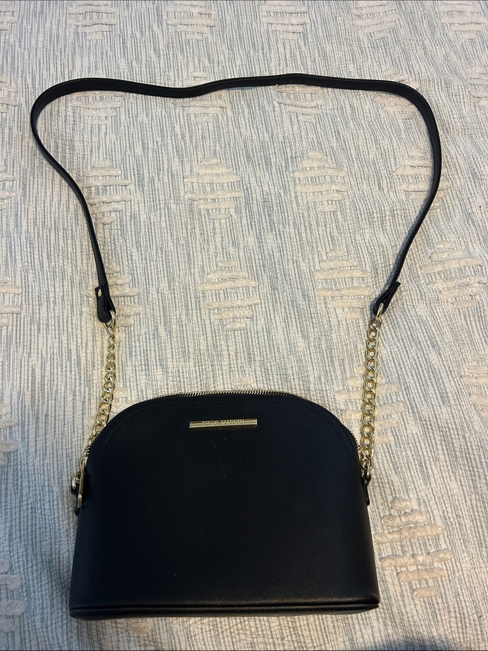 Steve Madden Black Crossbody Bag with Gold Chain Trim